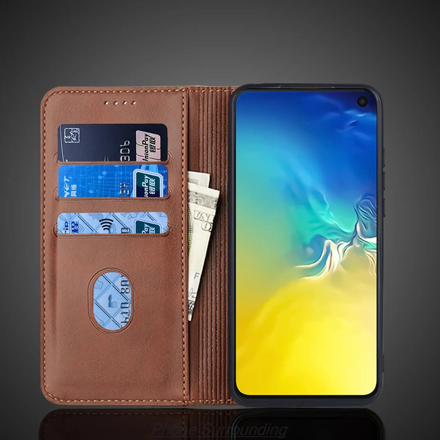 Leather Case for Samsung Galaxy S10E 5.8" Card Holder Holster Magnetic Attraction Cover Wallet Flip Case Capa Fundas Coque view 5