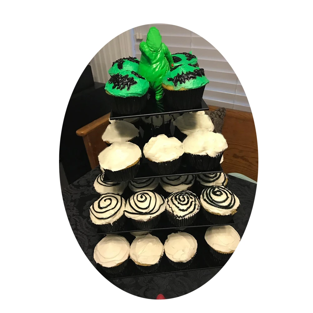 

4 Layers Acrylic Cake St Cupcake Holder Shelf Display Decor Black Rack Square Durability Dessert Tower Kitchen Bar