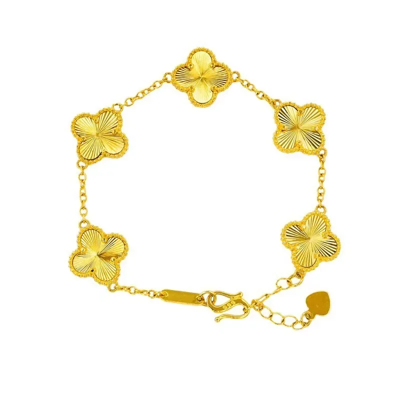 Sha Jin Bracelet Ladies' Lucky Four Leaf Grass And Five Flower bangle Fashion Jewelry Girls' Birthday Party Festival Gift