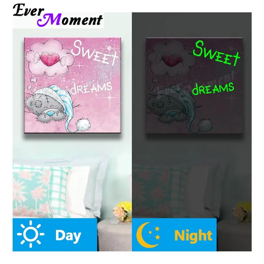 Ever Moment Diamond Painting Luminous Paint By Diamond Sweet Dreams Bear Handmade Gift Decoration Hobbies And Handicraft N005