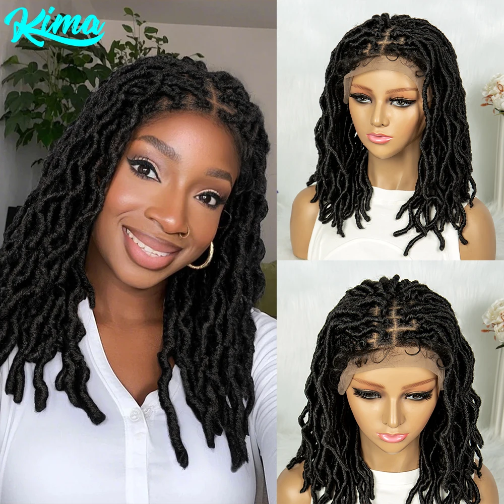 

Синтетический парик шнурка с максимальной частью 9x6, плетеные парики, 14 дюймов, вязанные крючком, плетеные парики без узлов, плетеные парики для чернокожих женщин