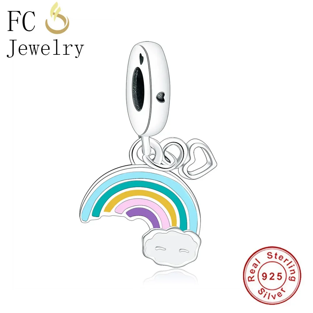 

FC Jewelry Fit Original Brand Charms Bracelet Authentic 925 Silver Color Rainbow Polishing Enamel Beads Trendy Berloque DIY