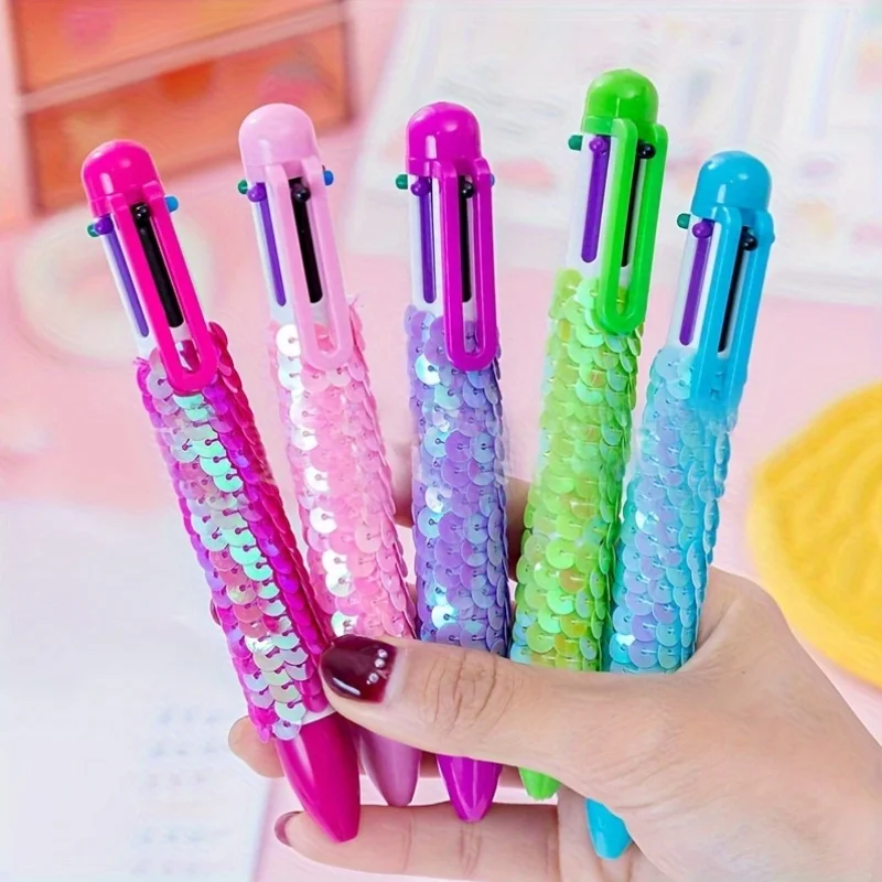 1 Fish Scale Six-Color Ballpoint Pen, Smooth Writing, Suitable for Journaling, Holiday Card Doodling, Party Sign-In Pens, Desk Decorations, Etc., Office Supplies, School Supplies, Stationery Sets, Back-To-School Season