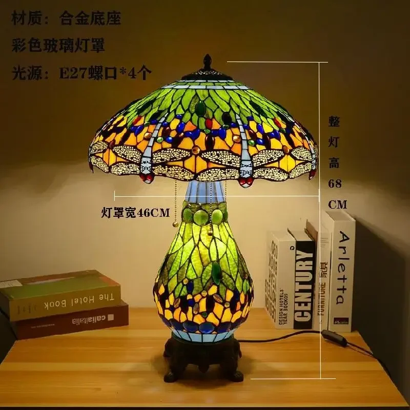 

Nordic Italy retro table lamp countryside Tiffany stained glass living room dining bedroom bar glass night light room decor