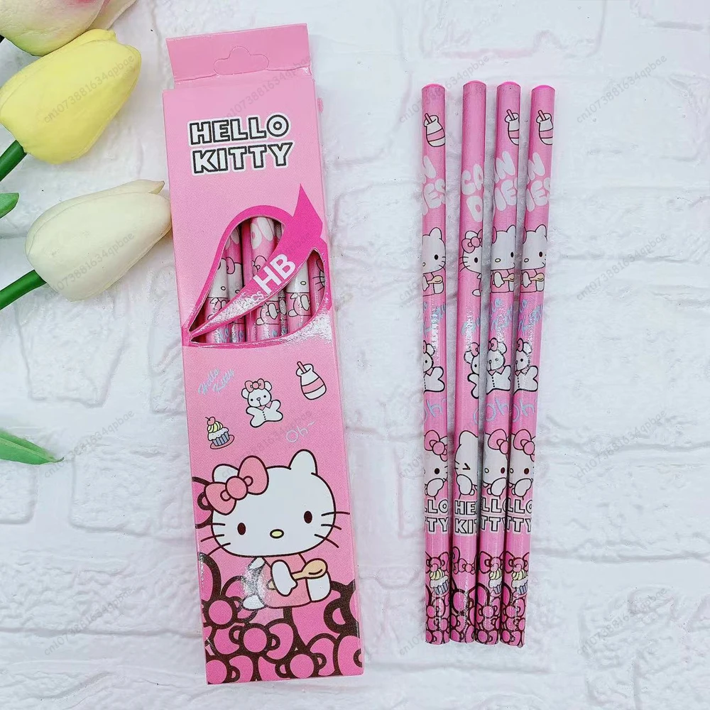 MINISO 12Pcs Sanrio Pencil Hello Kitty Kuromi Cinnamoroll My Melody Student Stationery School Supplies Cute Pencil Gifts