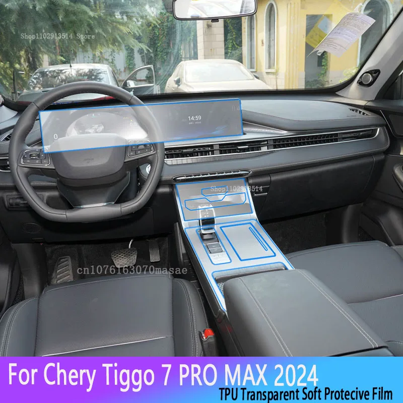 Film Pelindung TPU untuk Chery Tiggo 7 PRO MAX 2024 Konsol Tengah Interior Mobil Transparan Anti Gores Aksesori Stiker Mobil