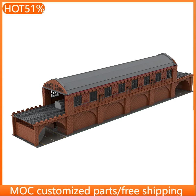 8499 PCS Modular Building Elevated Train Station MOC Customize Modular Building Block Popular Educational DIY Assembly Toy Gift