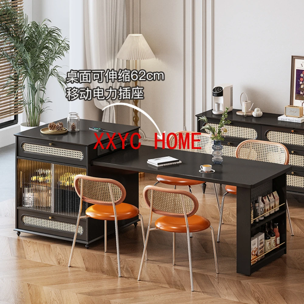 

Multi-Functional Stone Plate Kitchen Island Dining Table Integrated Retractable Home Living Room Premium Meal