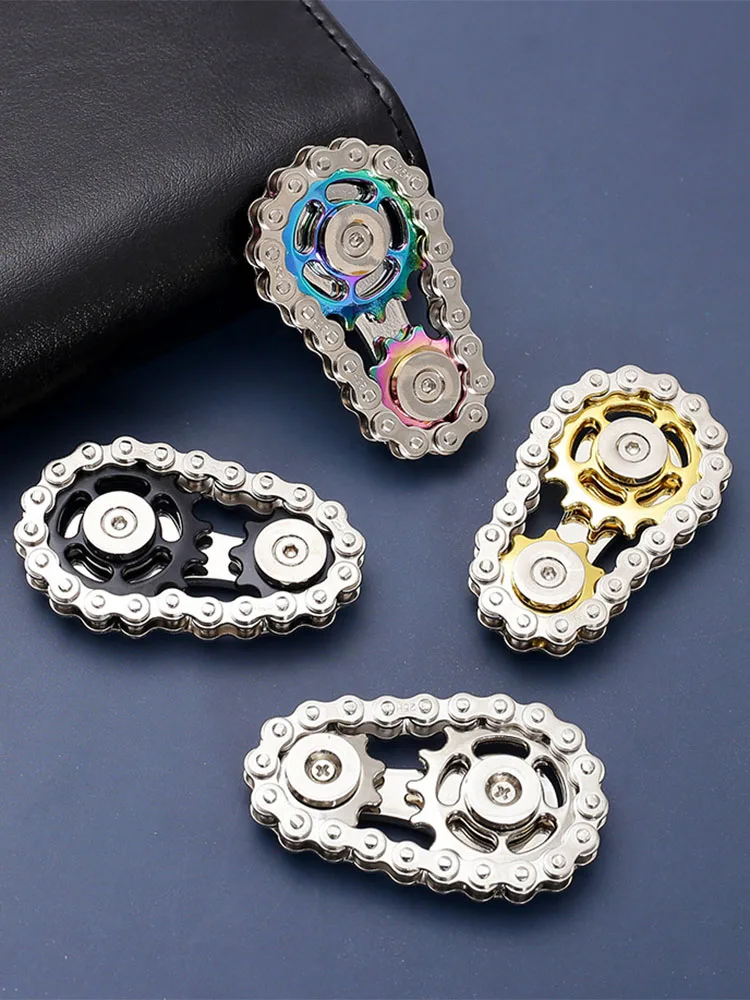 Chains Gear Fidget Spinner Gyroscope Fingertip Sprocket Hand Spinner Chain Gear Metal Spinning Top Wheel Gear Chain Gyroscope