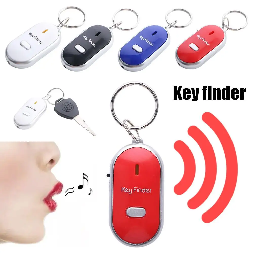 Mini Beeping Keychain Keyring Whistle Sensors Light Torch LED Whistle Key Finder Keyfinder Locator Tracker Sound Control Alarm