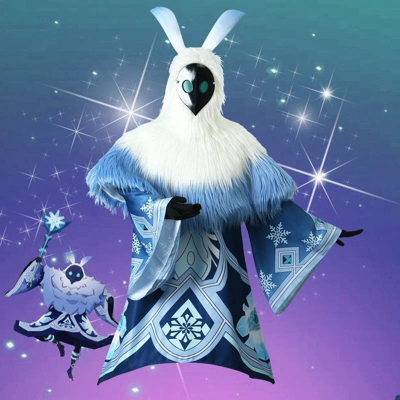 

Genshin Impact Cosplay Water Fire Ice Thunder Attribute Abyss Mage Cosplay Costume Mask Headband Halloween Party Cape Outfits