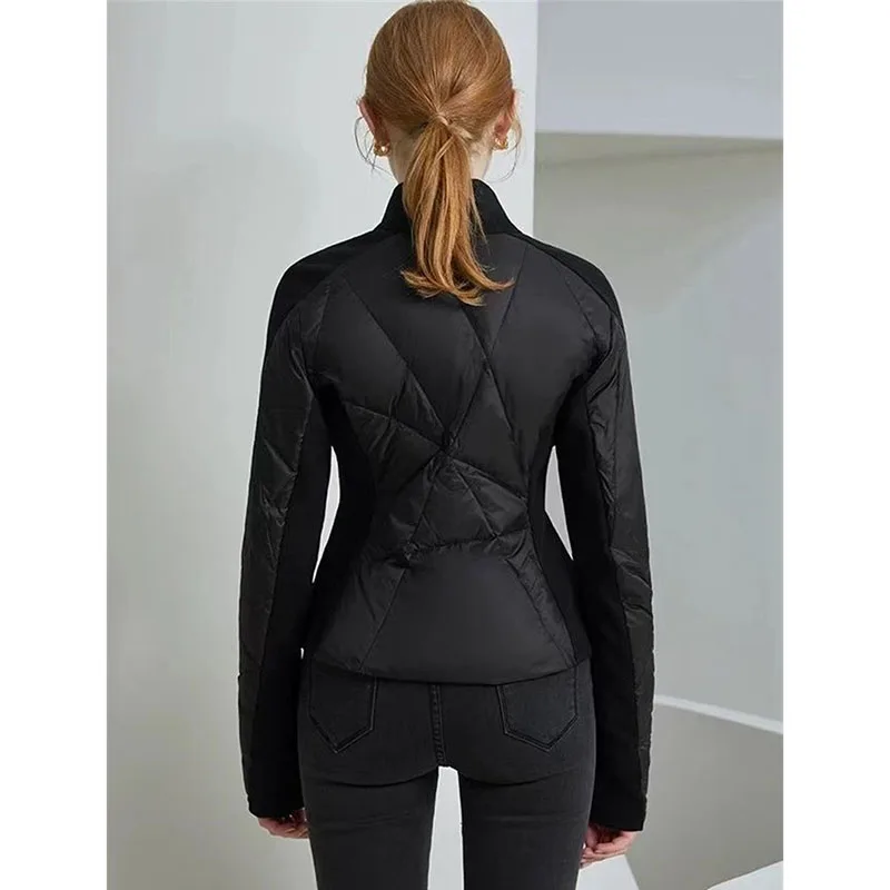 

2025 Irregular Air Layer Splicing Cotton-Padded Jacket Women's Waist Coat Tops Autumn Winter Short Thin Puffer Coats Female