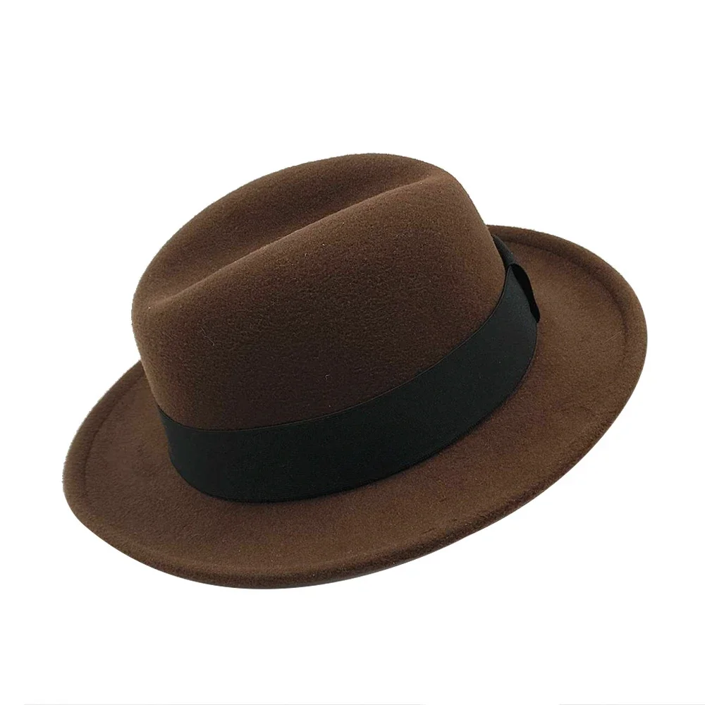 2024 British Style Elegant Jazz Hat Men\'s Casual Felt Fedora Hat Unisex Short Brim Gentleman Daily Solid Party Retro Dress Hats