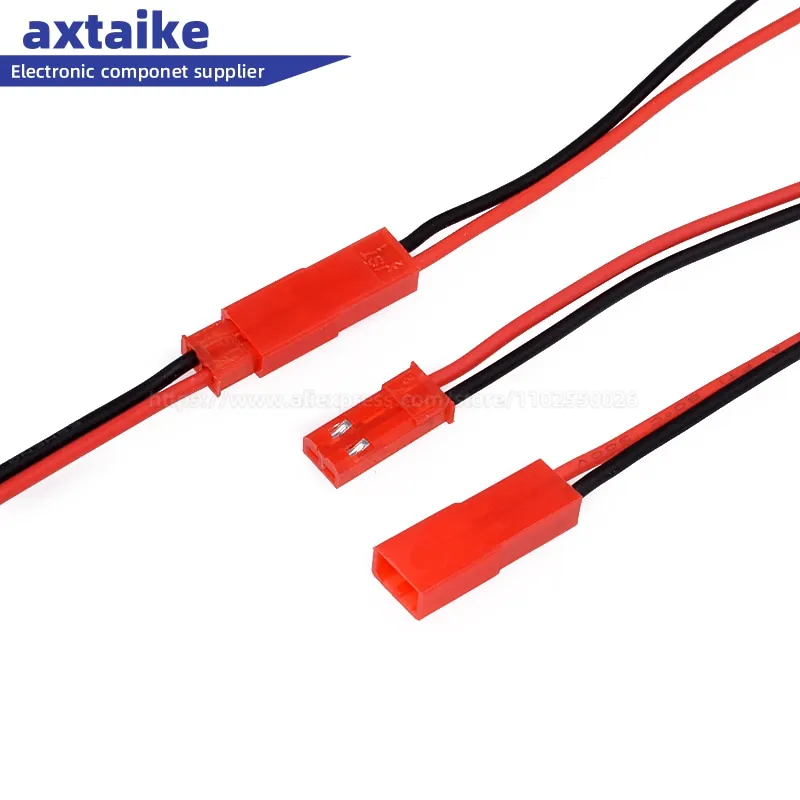 10Pairs JST 2P 2Pin Connector Plug Cable Male + Female for RC Battery  100mm/200MM 10CM 20CM