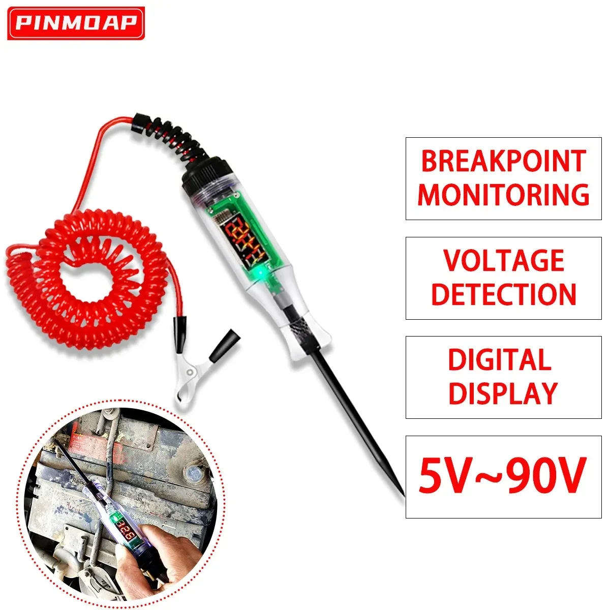 6 فولت/12 فولت/24 فولت سيارة شاحنة الجهد جهاز فحص الدائرة الكهربائية-التشخيص التلقائي التحقيق اقلام الفحص ضوء لمبة ، أداة إصلاح القياس الكهربائي
