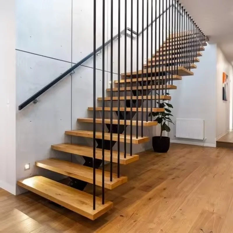 custom.Modern Antique Solid Wood Stairs with Glass Railing Durable Hot-Style Wooden Stair Treads