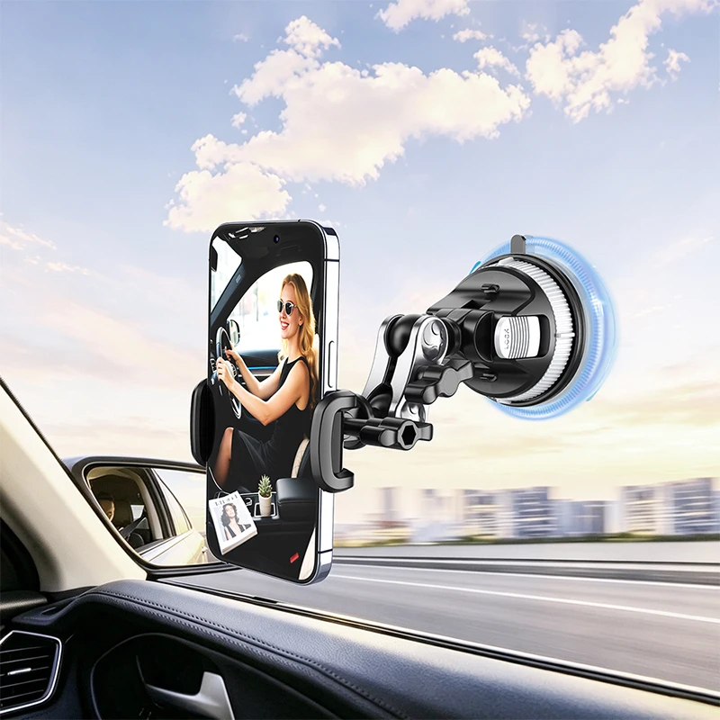SEAMETAL Car Windshield Phone Holder Universal Strong Suction Cup Phone Stand for Shooting Angle Adjustable For Home Office Car