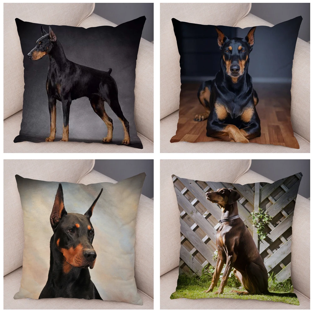 Doberman Pinscher Cushion Cover Both Sided Print Decor Pet Dog Animal Pillow Case for Car Sofa Home Soft Plush Throw Pillowcase