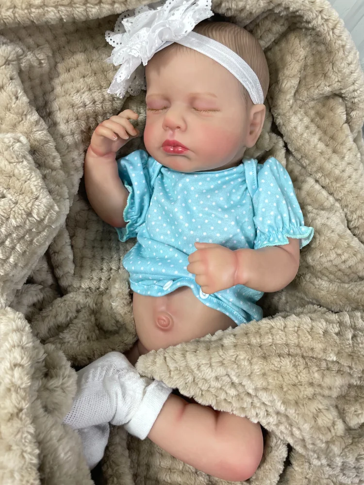 

20inch LouLou Full Body Silicone Vinyl Washable Newborn Baby Doll Reborn Sleeping Flexible 3D Skin Tone with Visible Veins Doll