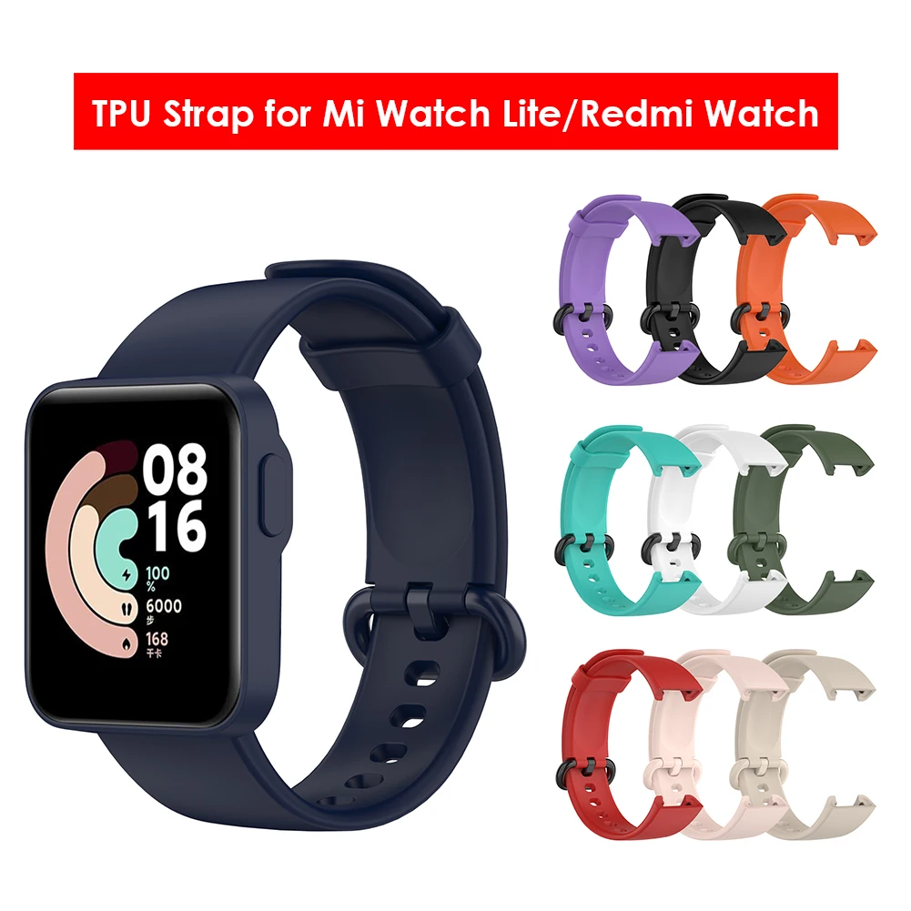 Silicone Strap For Mi Watch Lite/Redmi Watch TPU Sport WatchBand Replacement Silicone Watchband Bracelet Solid Color Wrist Strap