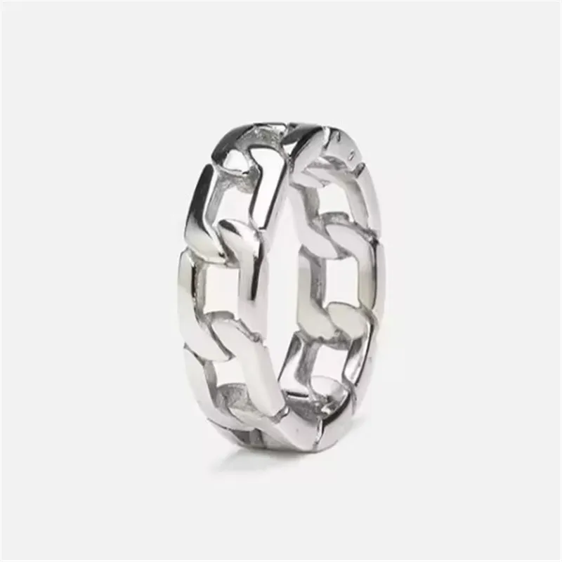 Hollow Out Chain Ring 316L Stainelss Steel Jewelry Punk Style Men Women Fashion Ring