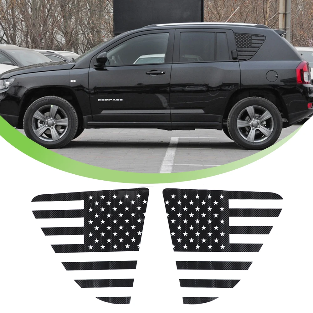 Rear Window Glass Panel Decorative Cover Trim Decal for Jeep Compass 2007 2008 2009-2016 Car Exterior Accessories Carbon Fiber