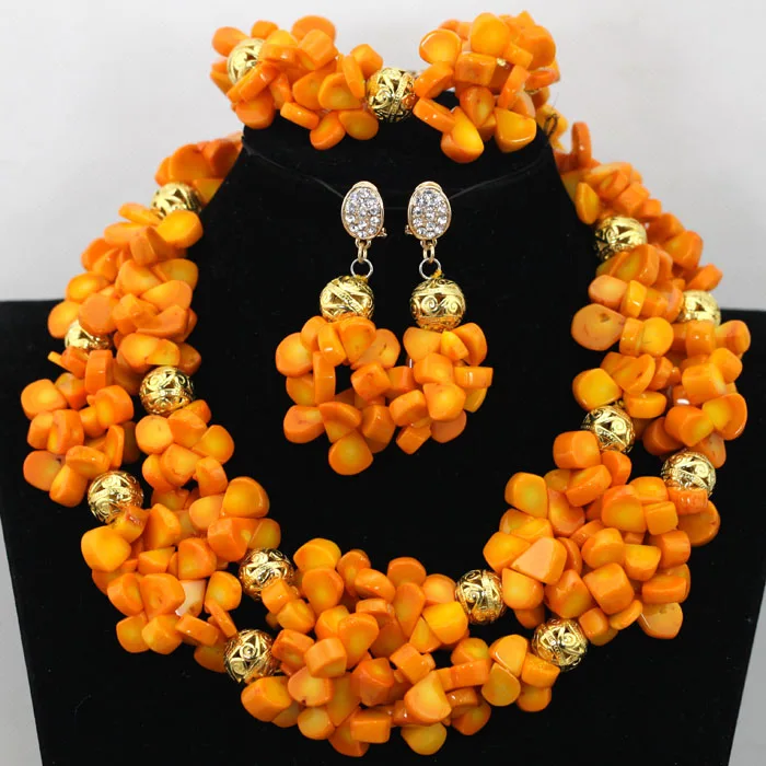 New Design Navy Blue Coral Beaded Necklace Set Fashion Costume Nigerian Wedding Bridal Jewelry Sets  ABK670