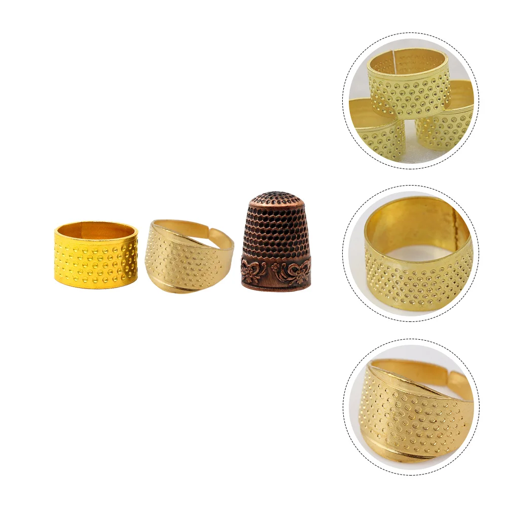 

3 Pcs Adjustable Copper Thimble Finger Protector for Hand Sewing Embroidery Quilting Supplies Pin Cushion