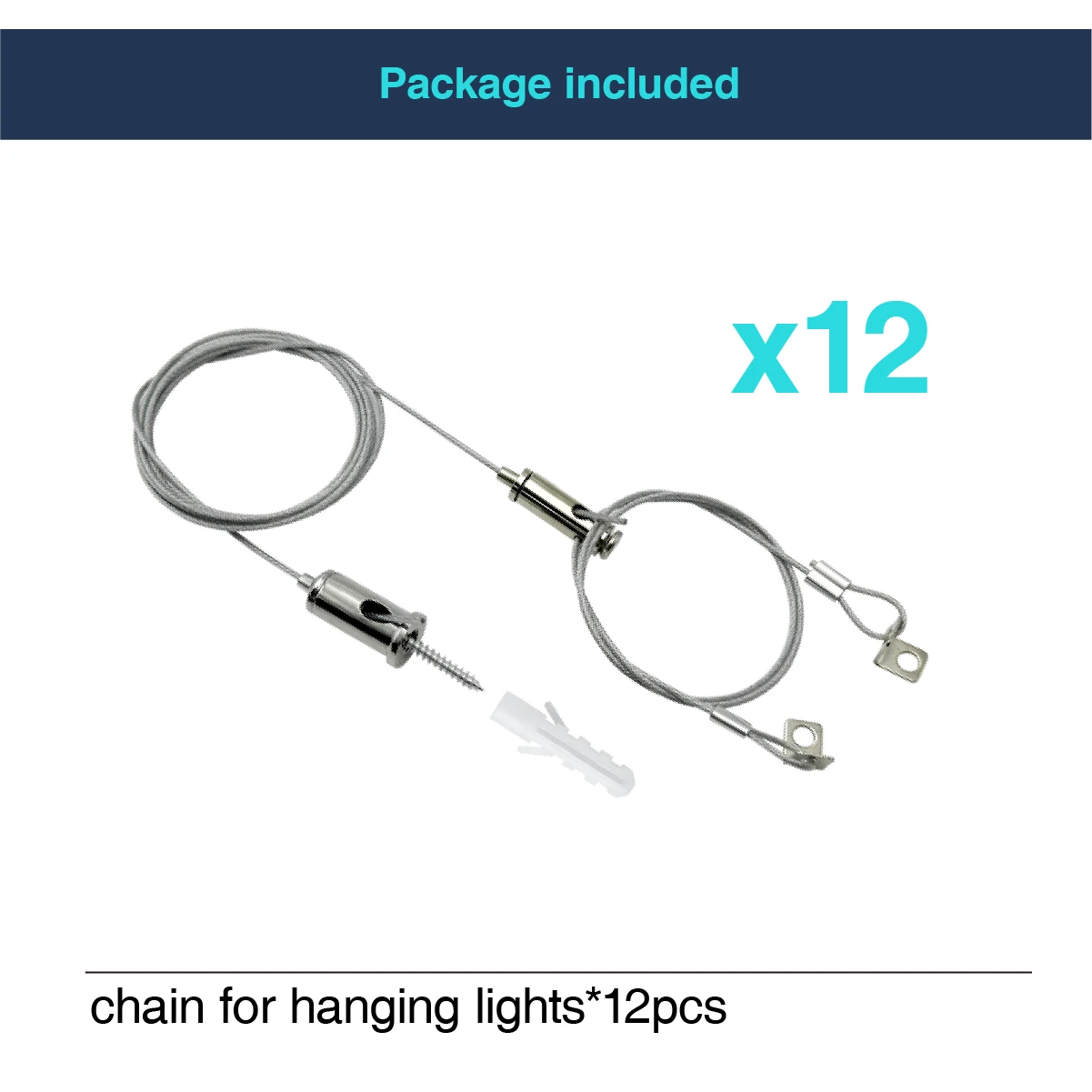 2Set 1.5M Lights Suspension Kit Adjustable Luminaire Hanging Wire Steel Cable for Aquarium LED Ceiling lamp Billboard Chandelier view 6