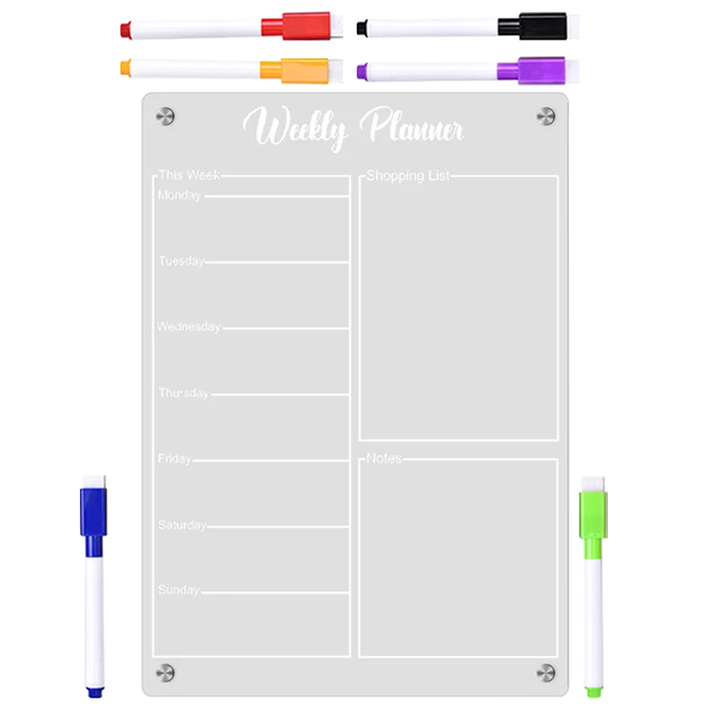 Acrylic Weekly Planner Refrigerator Calendar Fridge Whiteboard Message Dry Erase for Clear Office Small