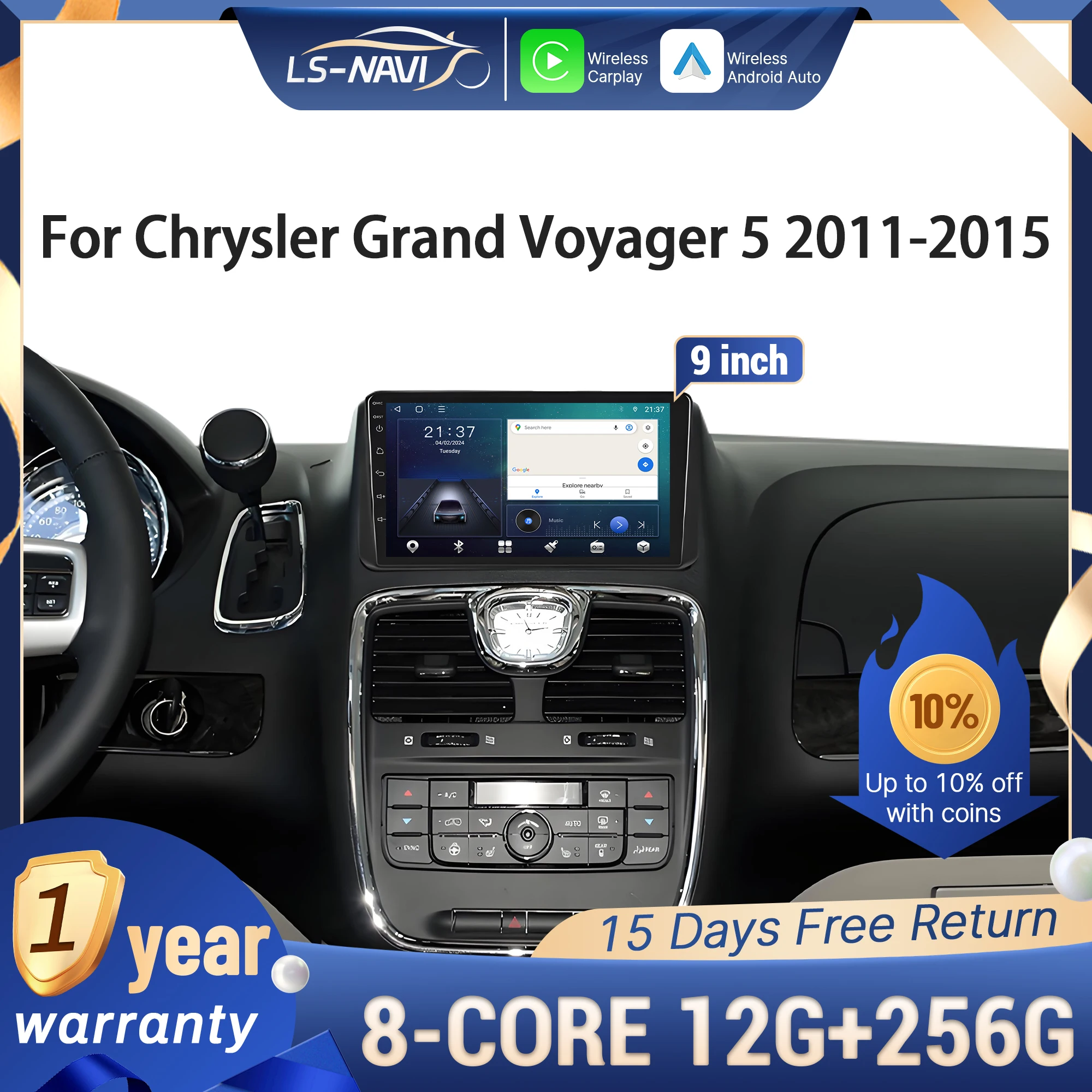 

Android 14 Car Radio For Chrysler Grand Voyager 5 2011-2015 Wireless Bluetooth Carplay Multimedia Head Unit Touch Screen