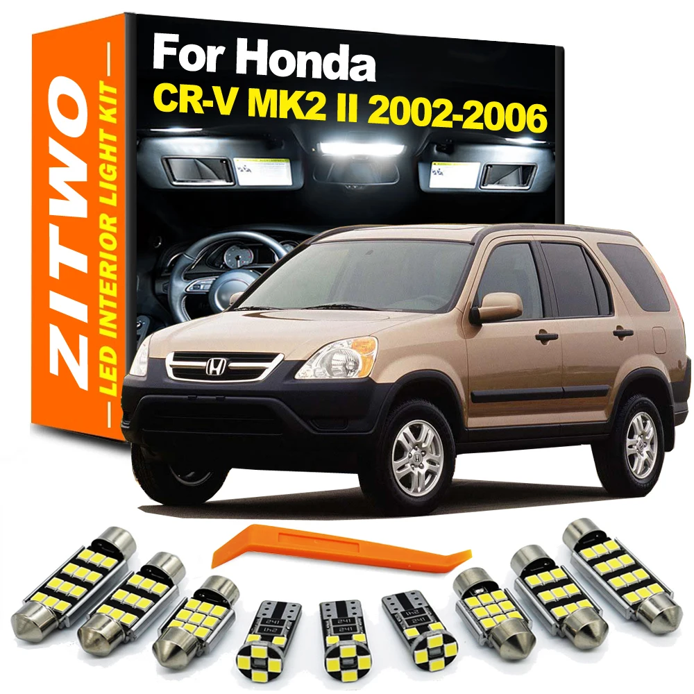 ZITWO 9Pcs LED Interior Dome Map Light Kit For Honda CRV CR-V 2002 2003 2004 2005 2006 II MK2 Car Led Bulb License Plate Lamp