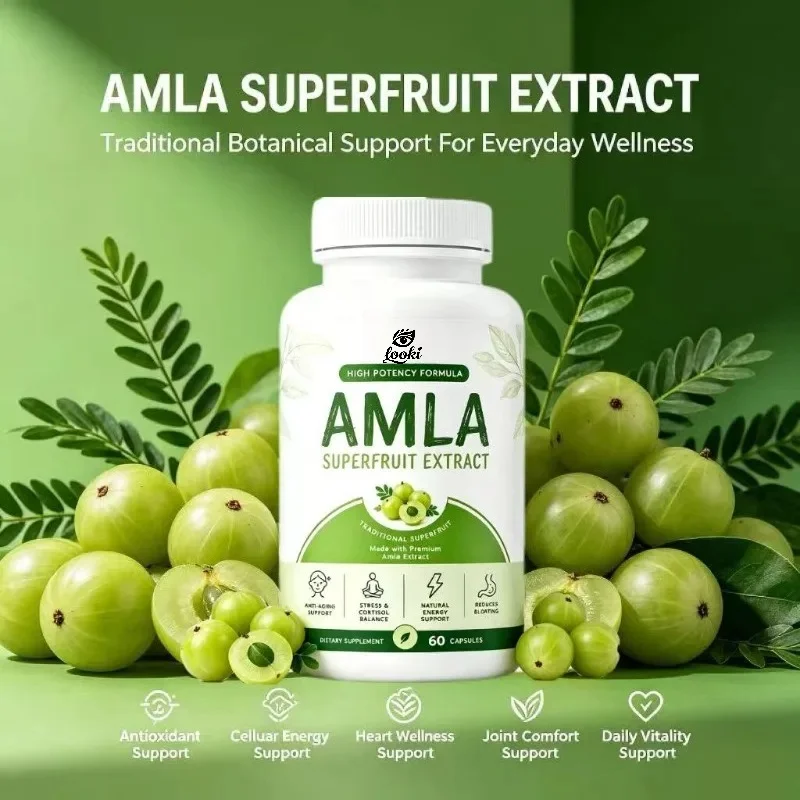Natural Ayurvedic Super Fruit Capsules, Amla Extract Supplements, Antioxidants and Cellular Energy Support