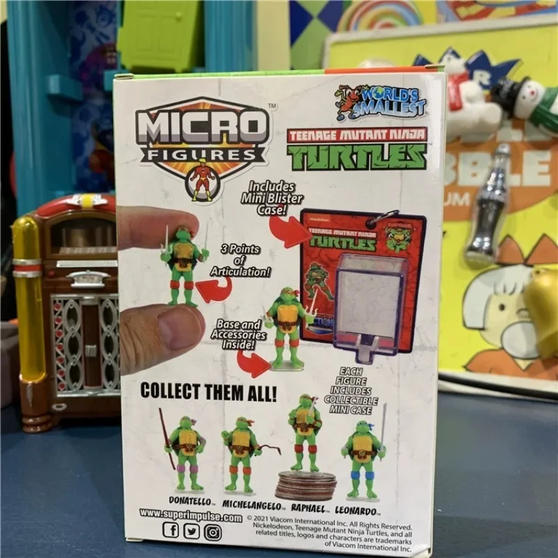 Worlds Smallest Anime Teenages Mutants Ninja Turtles Micro Leonardo Da Vinci Raphael Figure Collection Decoration Accessory Toys