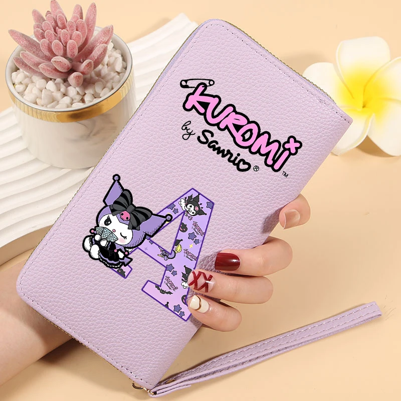 

Sanrio Kuromi, высококачественные кошельки для женщин, большая вместительная сумка для денег с буквенным принтом, женский портативный модный держатель для кредитных карт, подарок