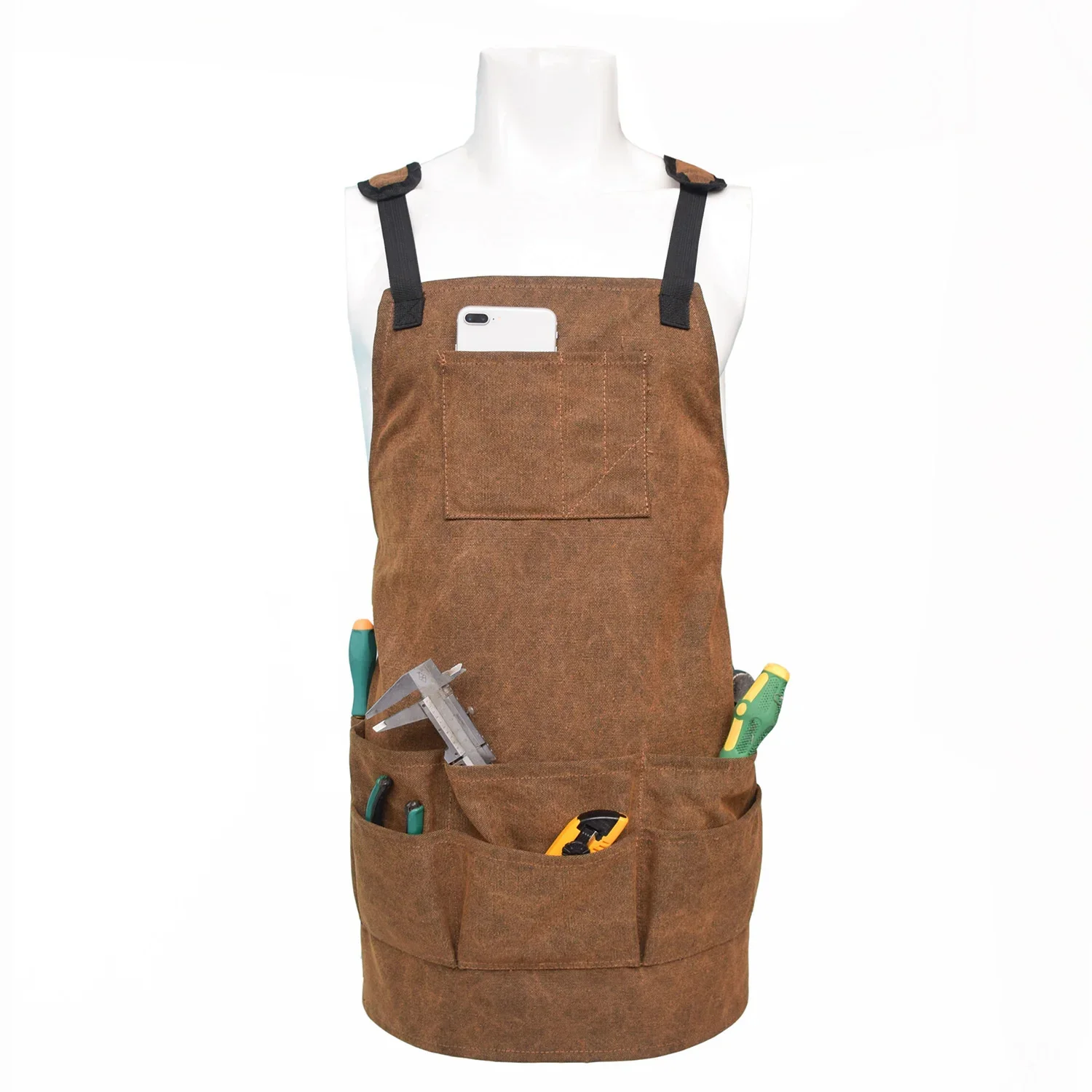 Mud Color Thicken Multi-pocket Adjustable Canvas Apron Men Women Outdoor Camping Fishing Hunting Clothes Accessory Tool