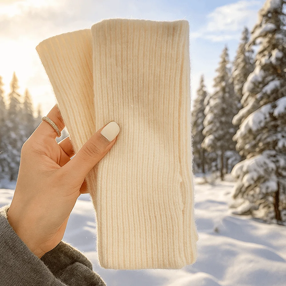 

Модные толстые теплые вязаные перчатки, однотонные эластичные варежки с половиной пальца, мягкие перчатки без пальцев, зимние теплые перчатки