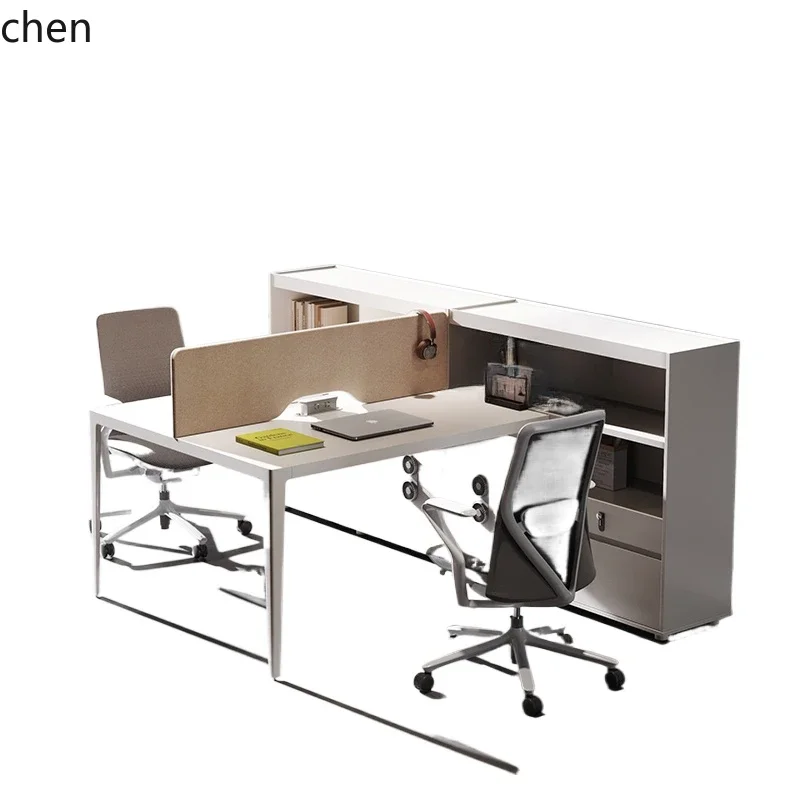 

ZWS. Desk and Chair Combination White Modern Office Screen Partition Workstation Desk