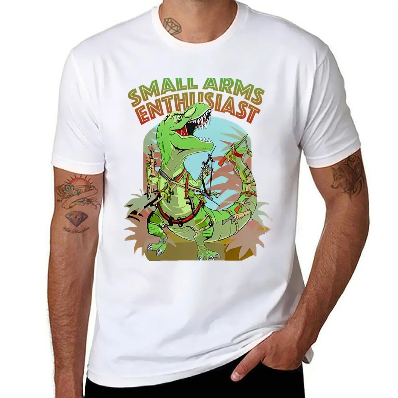 Small Arms Enthusiast Funny T-rex Dinosaur T-Shirt anime t shirts for man cotton t shirt man man t shirts graphic T-Shirt