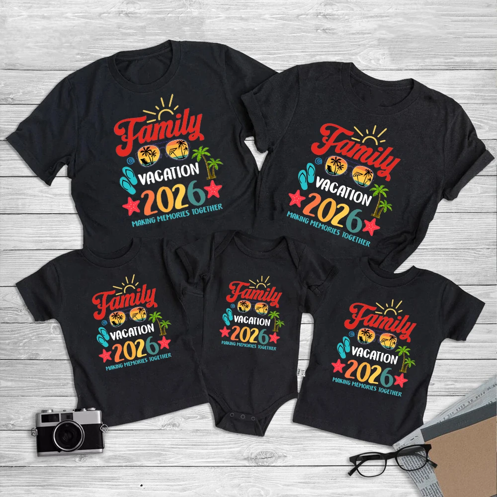 Matching Family Vacation 2026 T Shirts Making Memories Together Print Summer Short Sleeve Parent-child Tees Top for Mom Dad Kids