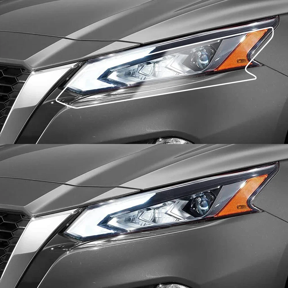 Premium Pre-Cut TPU Headlight Film Smoke Black High-Gloss for Nissan Altima L34 2019-20226 PPF Anti-Scratch Vinyl Wrap Kit