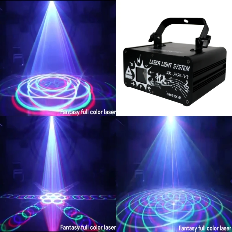 NEW 2W Full Color Fantasy RGB Laser DJ Disco DMX Stage Laser Projector for Bar Club Party Dance Wedding Birthday Christmas Light