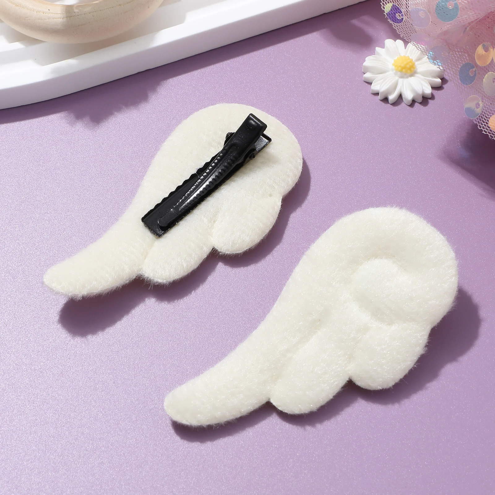 

1Pair Angel Wings Hair Accessory for Premium Fabric Made Holiday Party Wedding Christmas Event Wear Comfortable
