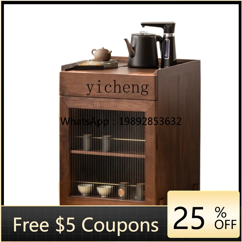 

ZC Tea Cabinet New Chinese Style Tea Cabinet Single Door Simple Sofa Side Cabinet Solid Wood Locker