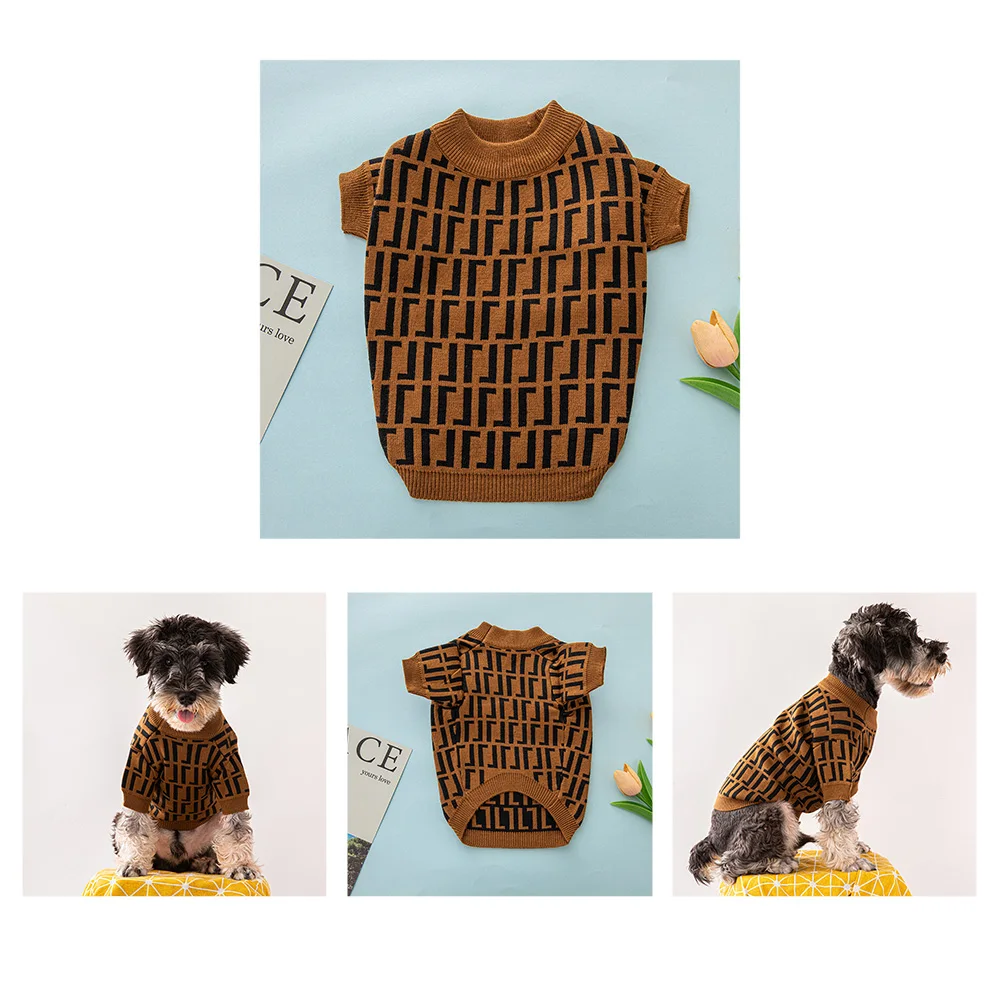 Dog Clothes Pomeranian Yorkshire Small and Medium-sized Dog Trendy Brand Pet Thickened Sweater Winter Cat and Dog Supplies