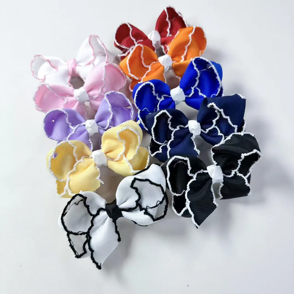 40pc-baby-girls-frill-bow-hair-clips-edge-locked-ribbon-barrettes-cute-hairpins-for-kids-bulk-pack-children's-hair-accessories
