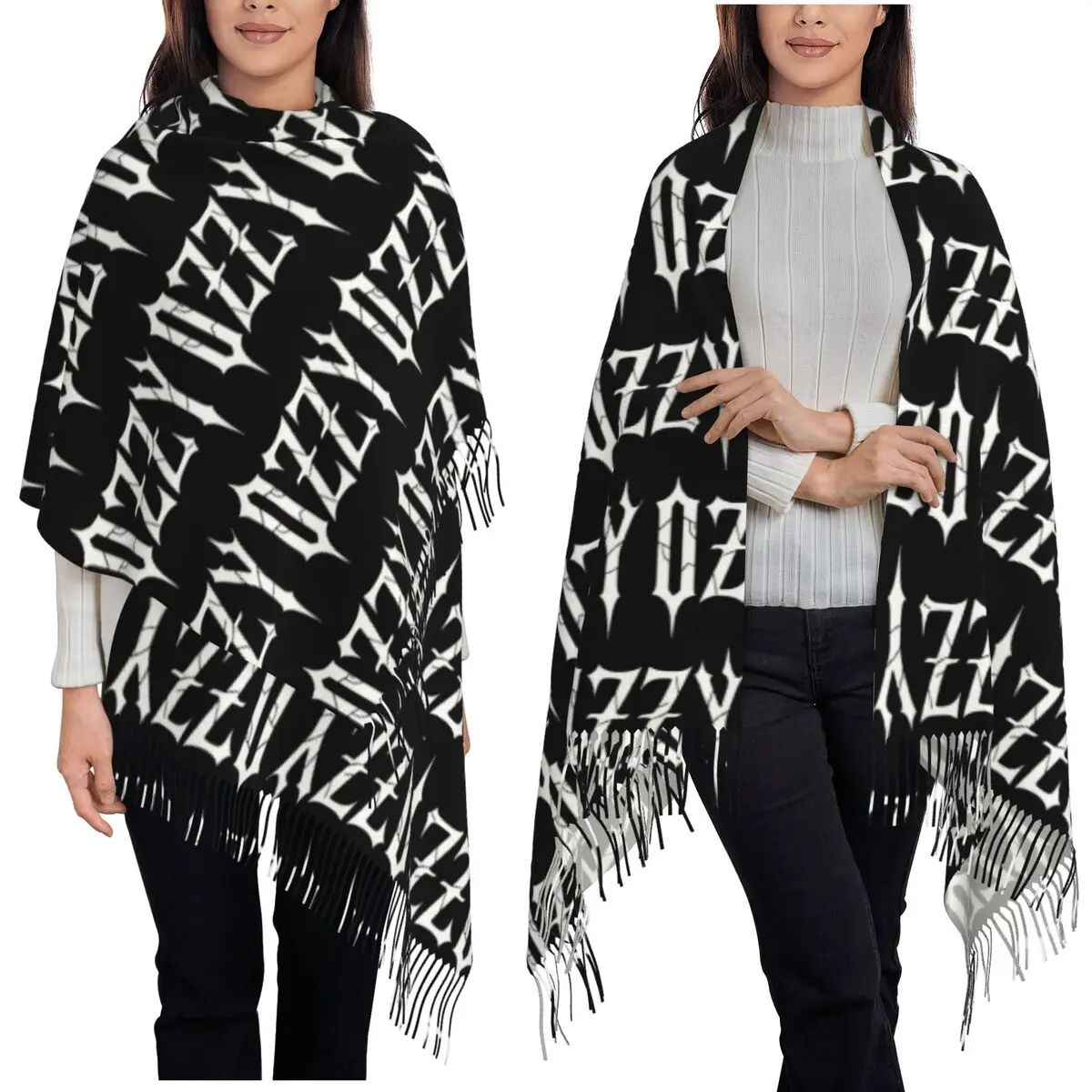 

Heavy Metal Rock Ozzy Osbourne Scarf Tassel Scarves Women Soft Warm Shawls and Wraps Long Fall Winter Shawl Wrap