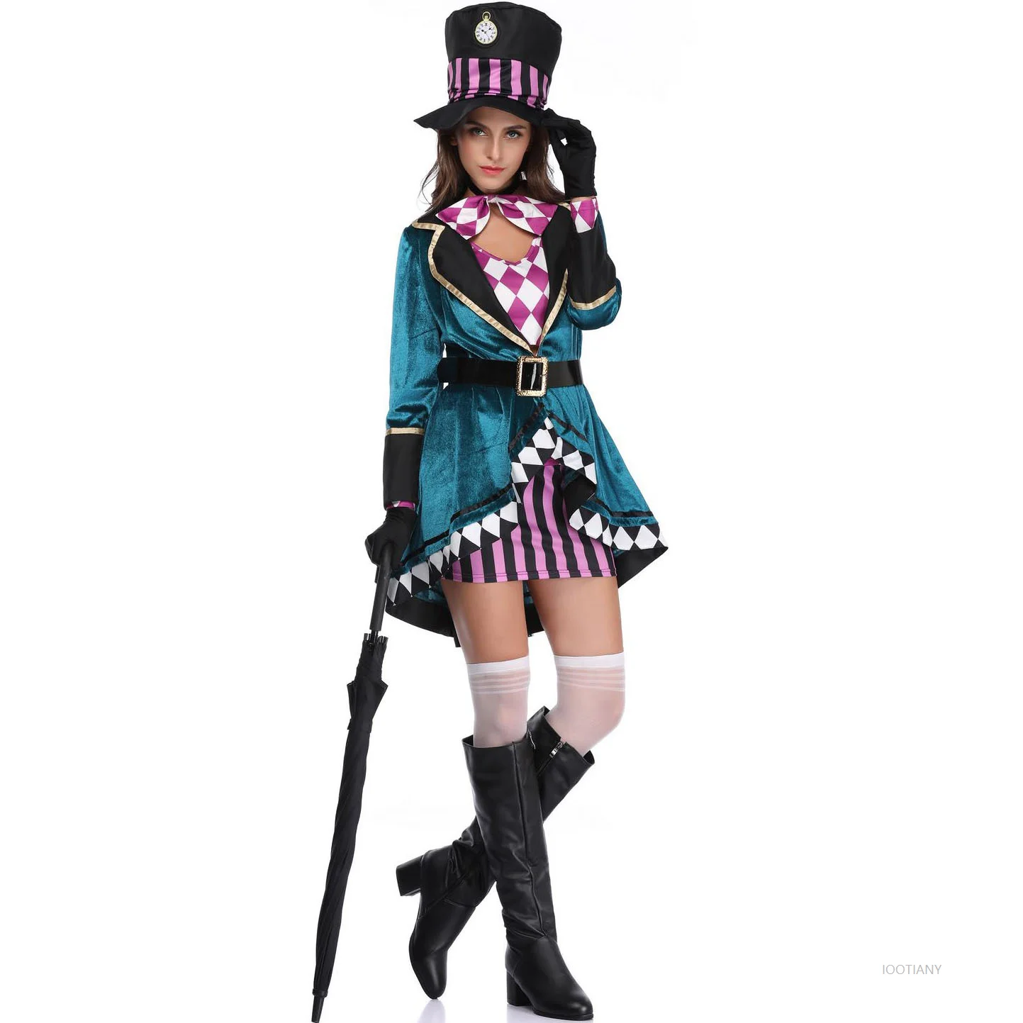 

Halloween Women's Alice Female Magician Hat Suit Costume Carnival Carnival Role Play Circus Magician Stage Performance Costume