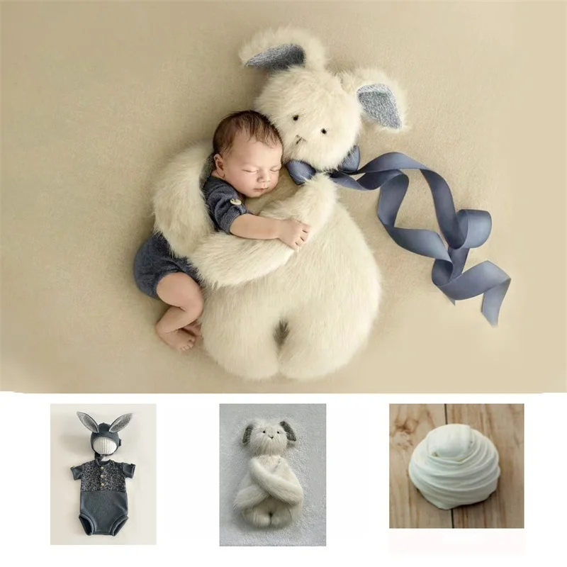 

Newborn Photography Auxiliary Props Doll Plush Rabbit Baby Photo Prop Cushion Photo Bebe Studio Photography Mat Infant Props