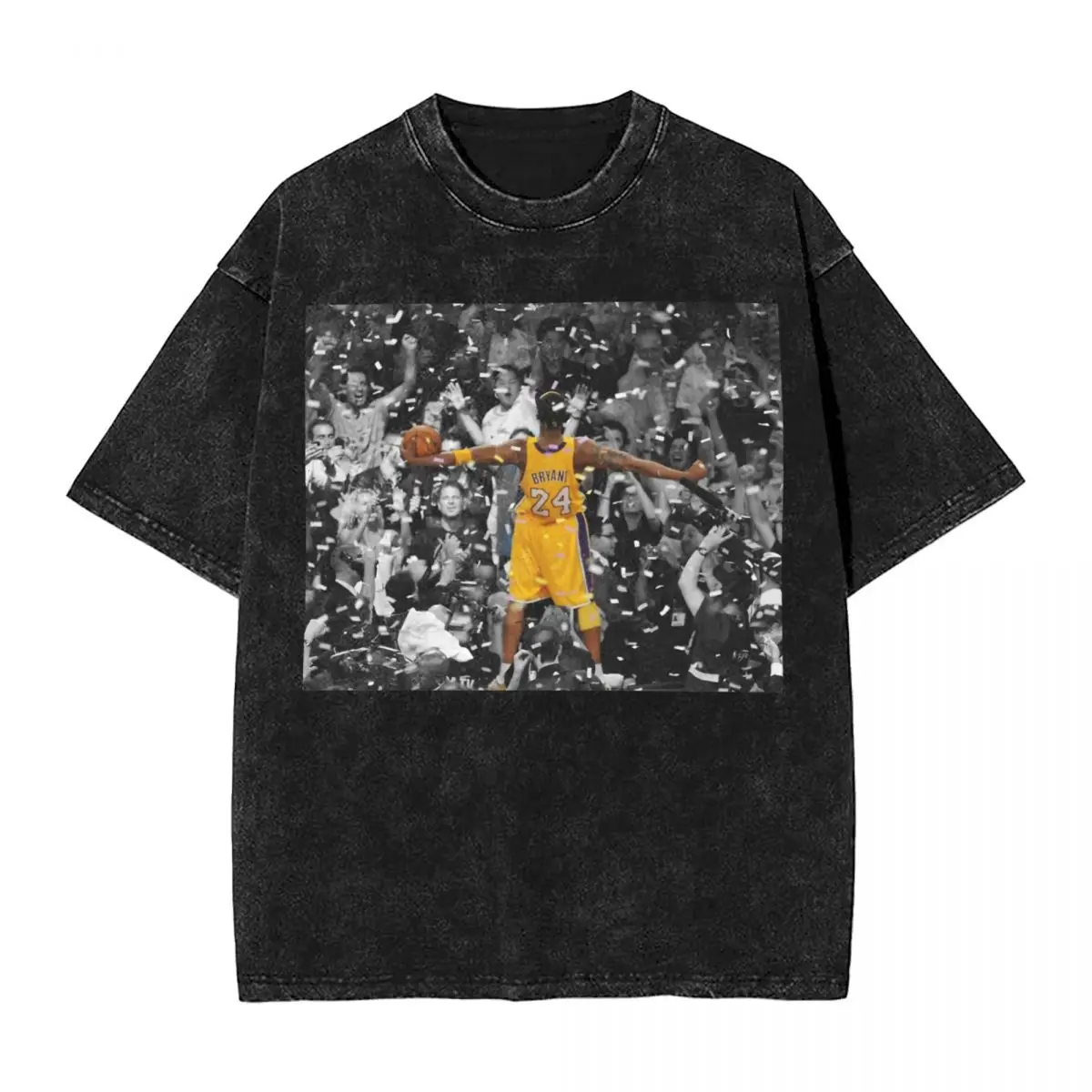 Kobes Bryants Washed T Shirt Streetwear Hip Hop Vintage T-Shirts Tees Men Women Short Sleeve Oversize Summer